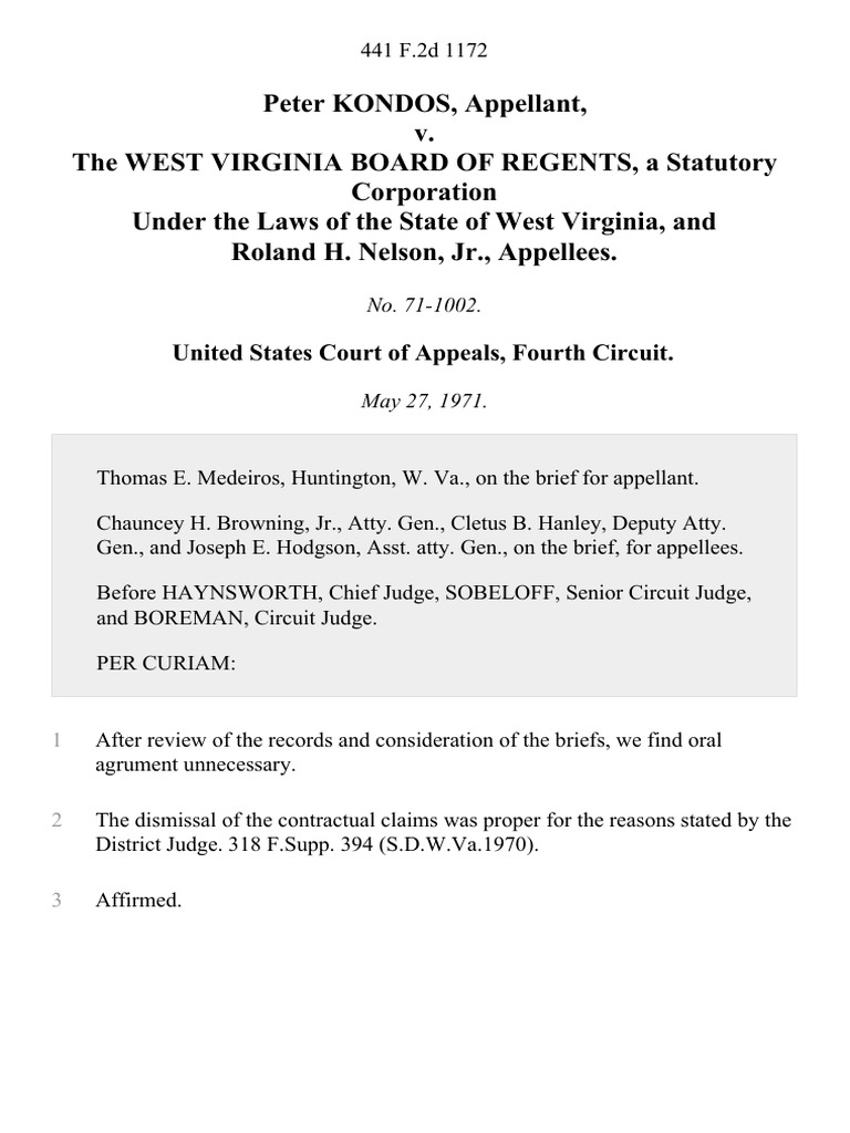 Kondos v. West Virginia Board Ruling | PDF | Politics | Social Science