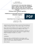 Whitman Sink v. Norfolk & Western Railway Company, 912 F.2d 464, 4th Cir. (1990)