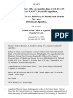 42 Soc - Sec.rep - Ser. 138, Unempl - Ins.rep. CCH 17432a Thomas Earl Kasey v. Louis W. Sullivan, Secretary of Health and Human Services, 3 F.3d 75, 4th Cir. (1993)