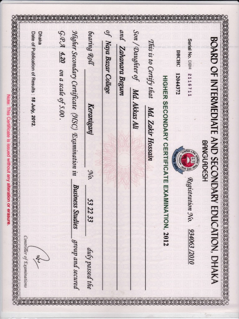 HSC Certificate Download Guide | PDF