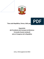 Lea la exposición del presidente del Consejo de Ministros ante el Congreso