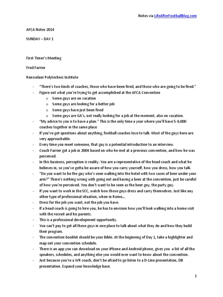 Afca Notes 2014 | PDF | Concussion | Art Briles