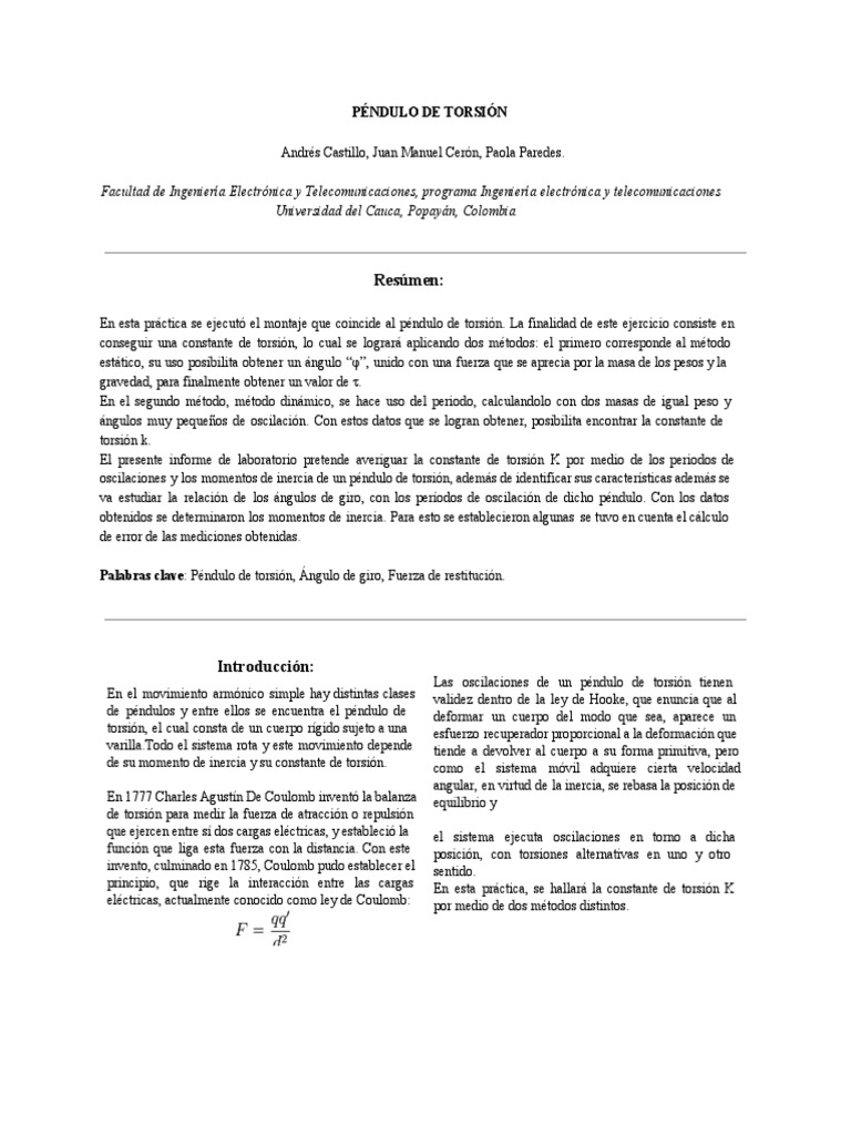 Péndulo de Torsión Péndulo Movimiento (Física)