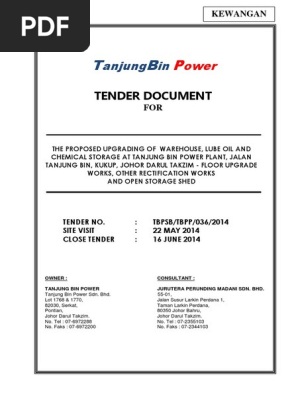 Tender Document Warehouse Financial Pdf Money Order Cheque