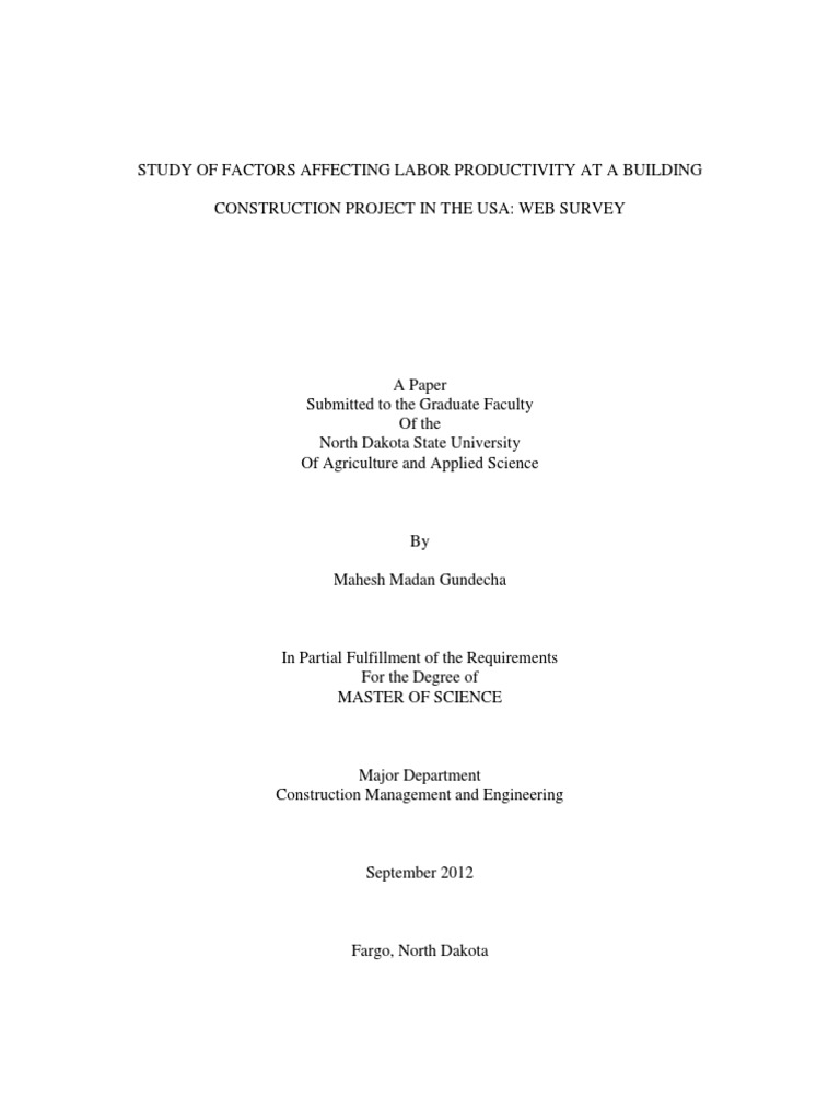 Factors Affecting Labour Productivity at A Building Construction PDF ...