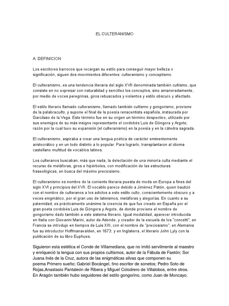 El Culteranismo Pdf Poesía