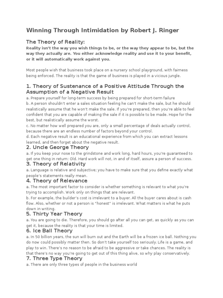 Winning Through Intimidation Insights | PDF | Reality | Theory