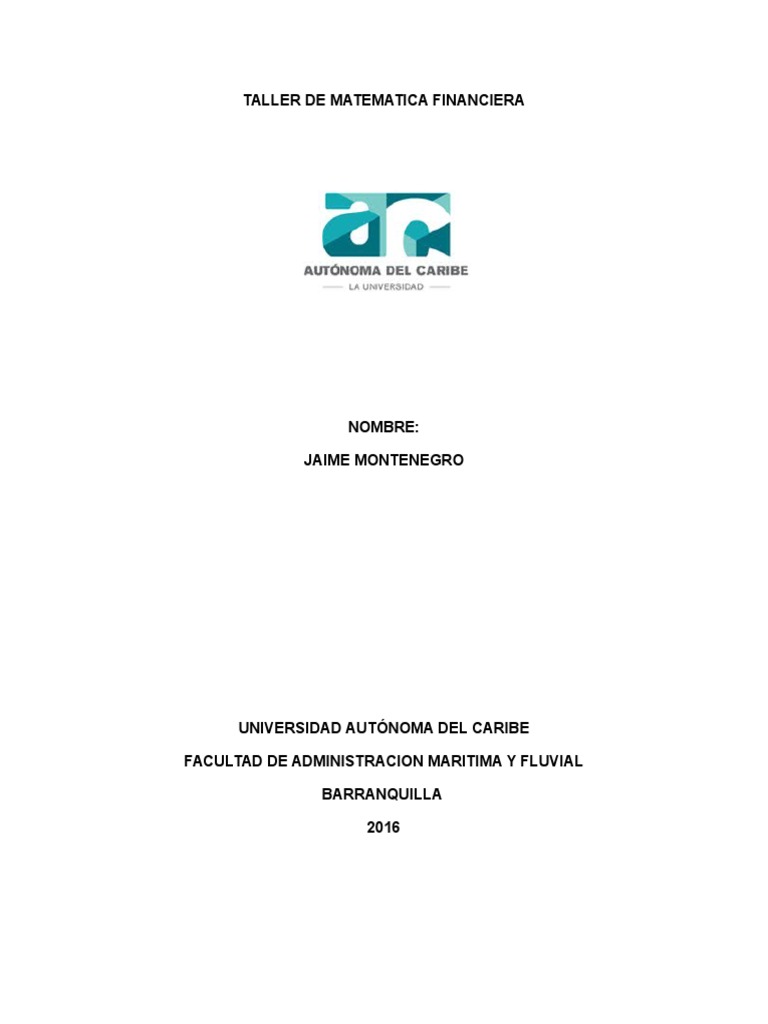 Taller de Matemática Financiera | PDF