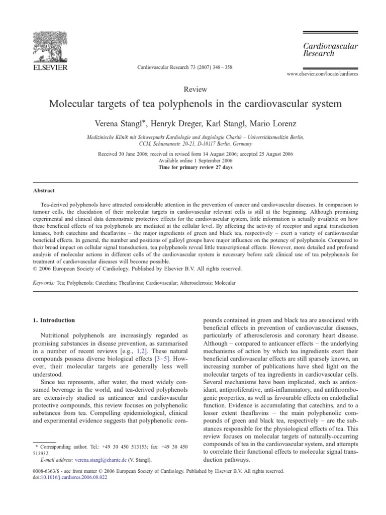 Molecular Targets of Tea Polyphenols in The Cardiovascular System | PDF ...