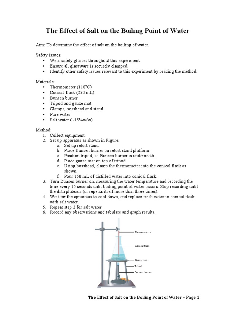 Salt's Impact on Water's Boiling Point | PDF | Thermometer | Boiling