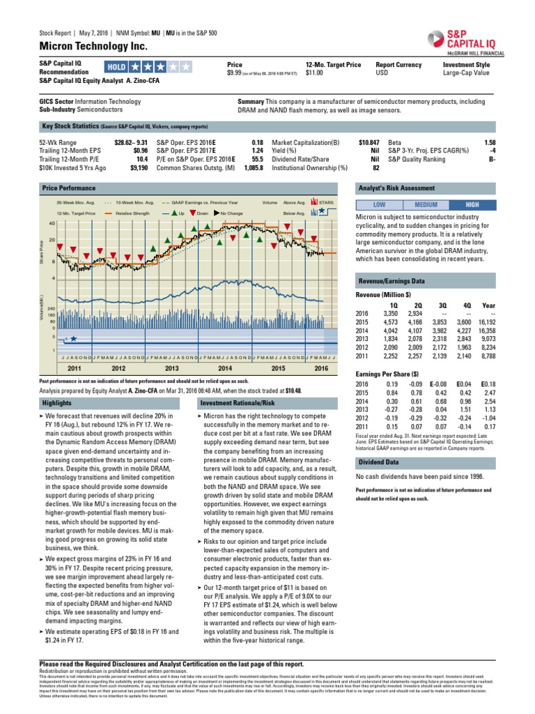 Micron Technology Inc PDF | PDF | Standard & Poor's | Investing