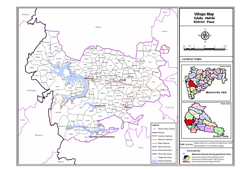 Mangaon Taluka Village Map Mulshi Taluka Map | Pdf | Geomatics | Geographical Technology
