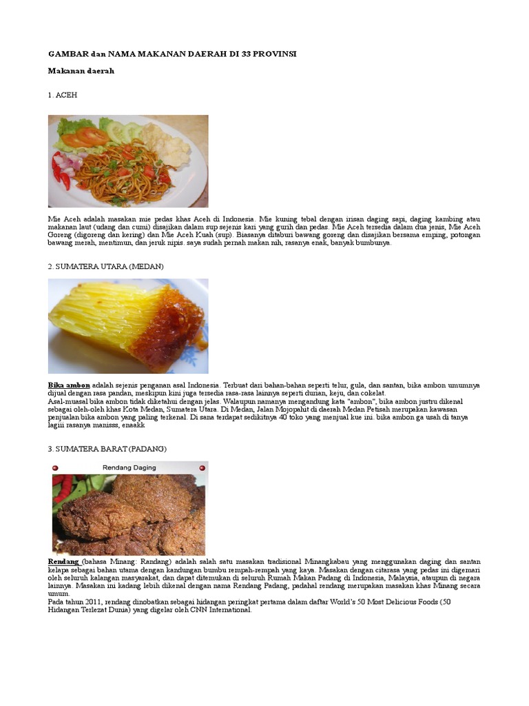 GAMBAR Dan NAMA MAKANAN DAERAH DI 33 PROVINSIdocx