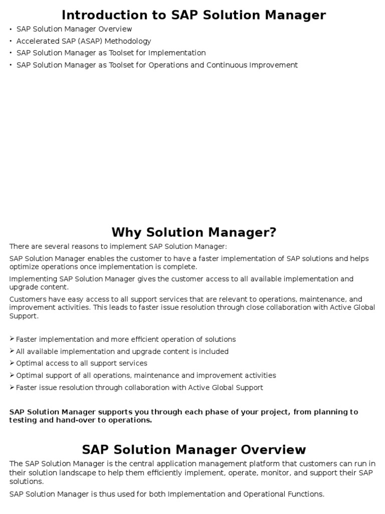 SAP Solution Manager Guide | PDF | Business Process | Sap Se
