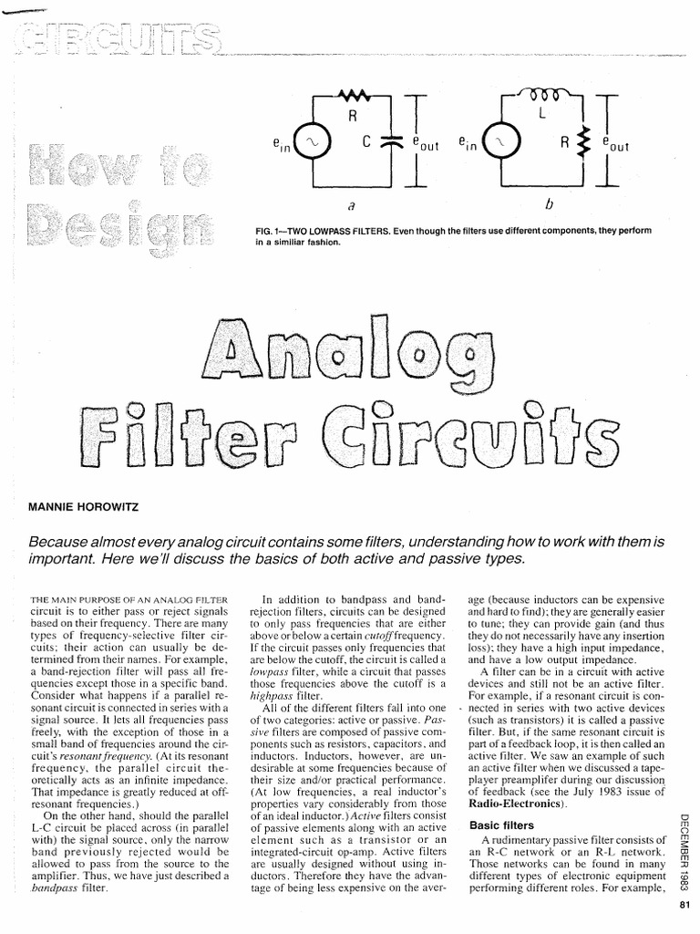 How To Design Analog Filter Circuits.pdf Passivity (Engineering