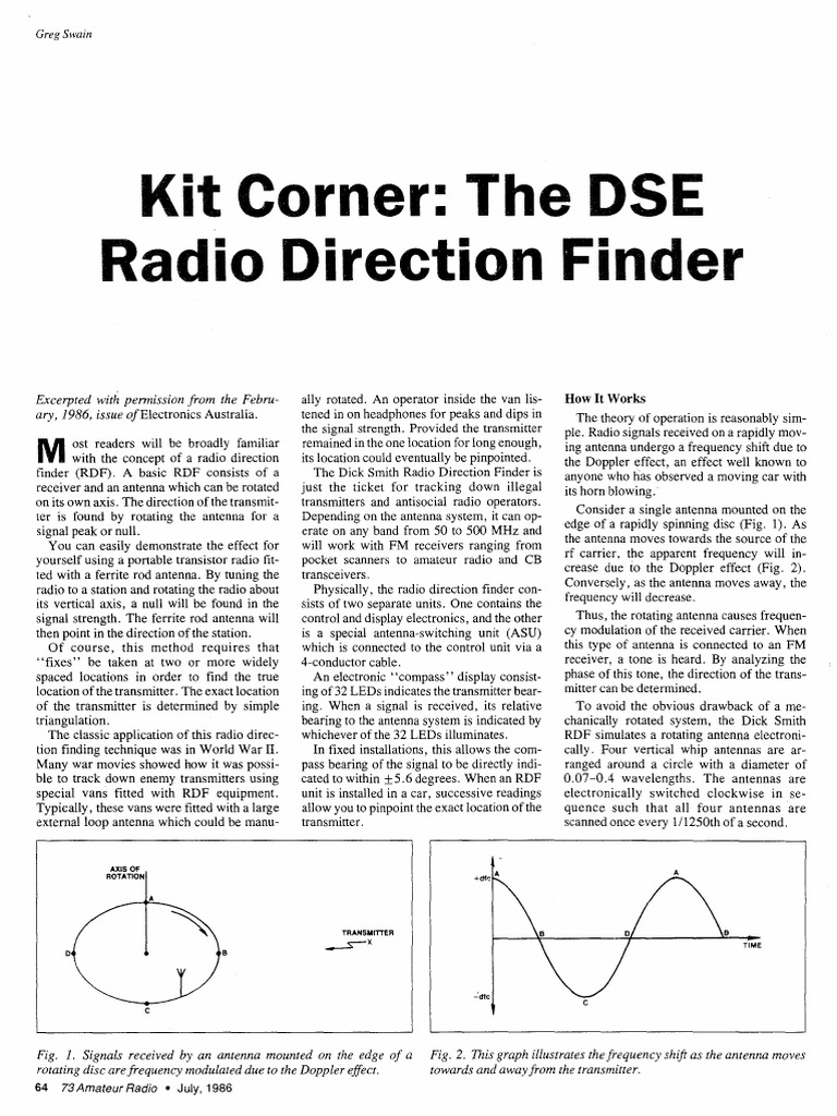 The DSE Radio Direction Finder PDF Antenna (Radio) Transmitter