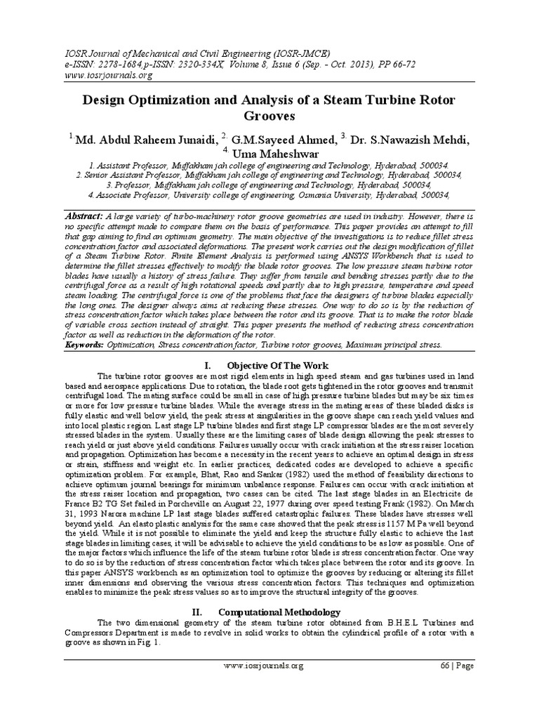 Steam Turbine Rotor Groove Optimization | PDF | Turbine | Stress ...
