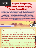 Download Waste Paper Recycling Paper from Waste Paper Paper Recycling Manufacturing Plant Detailed Project Report Profile Business Plan Industry Trends Market Research Survey Manufacturing Process Machinery Raw Materials Feasibility Study Investment Opportunities Cost and Revenue Plant Economics Production Schedule Working Capital Requirement Plant Layout Process Flow Sheet Cost of Project Projected Balance Sheets Profitability Ratios Break Even Analysis  by Ajay Gupta SN321674934 doc pdf