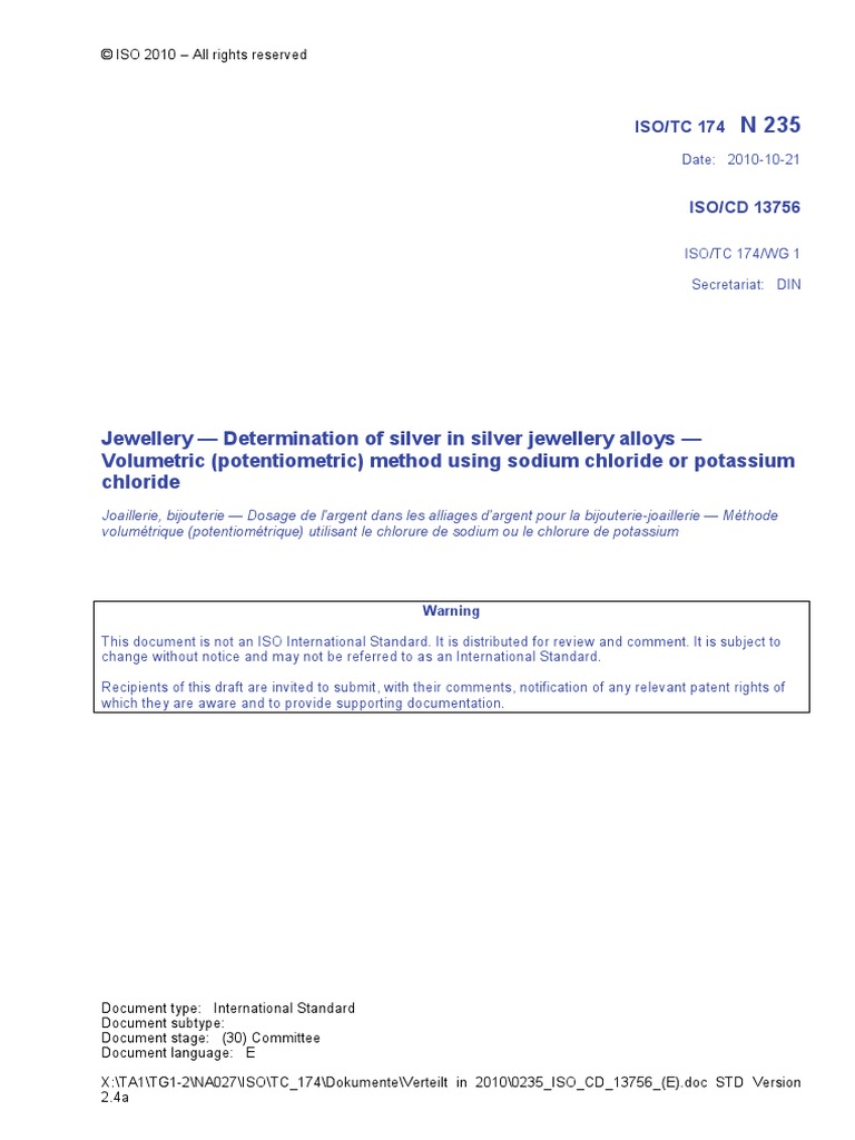 Iso TC 174 SC N 235 | PDF | International Organization For ...