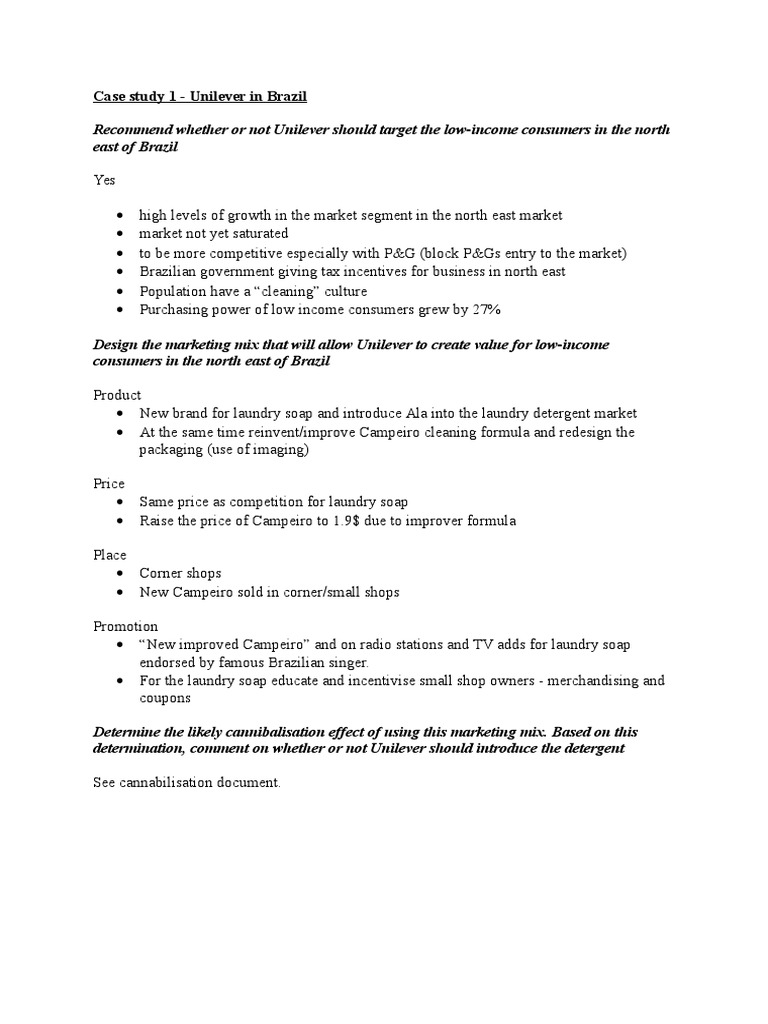 Case Study Unilever In Brazil Pdf