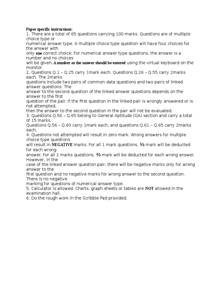 Exam Instructions for 65 Questions | PDF
