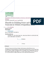 Fluoride in Drinking Water and Its Toxicosis in Tribals of Rajasthan, India