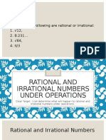 Rational and Irrational Numbers Under Operations
