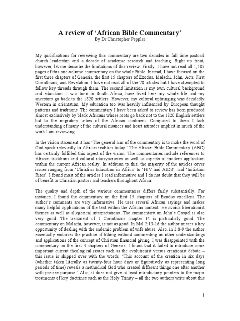 Review Of Africa Bible Commentary Pdf Exegesis Revelation