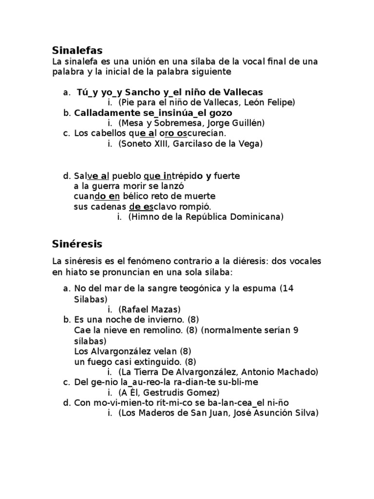 Ejemplos de Sinalefa en Poesía | PDF | Fonología | Voz humana