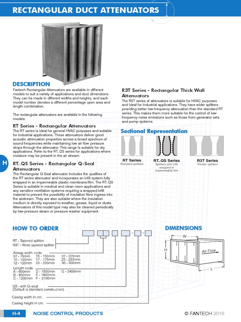Rectangular Duct Attenuators Duct (Flow) Noise