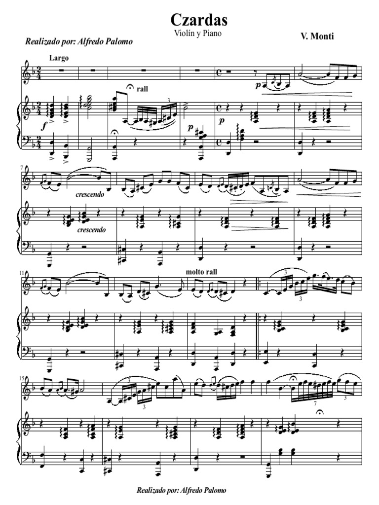 Partitura Czardas V monti Violin Y Piano
