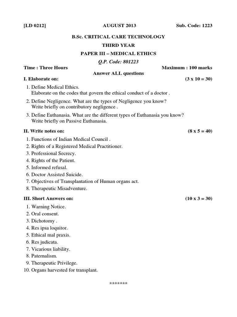 Medical Ethics Paper PDF Medical Ethics Professional Ethics