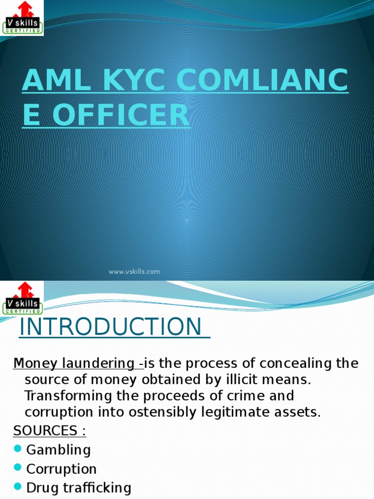 Vskills Certified AML KYC Officer Guide | PDF