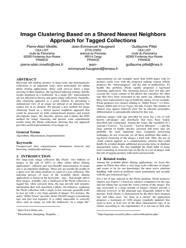 Image Clustering Based On A Shared Nearest Neighbors Approach For ...