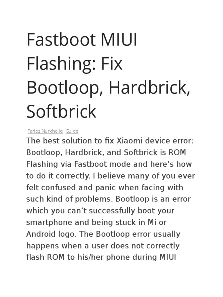 Fastboot MIUI Flashing | PDF | 4 G | Read Only Memory
