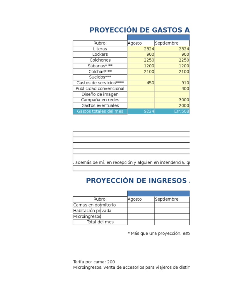 Ejemplo de Un Proyecto de Egresos e Ingresos PDF