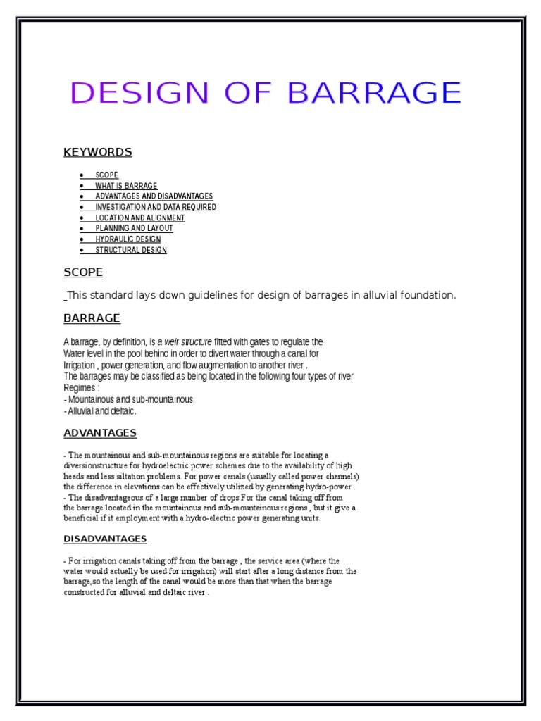 Design Of Barrage Pdf River Flood