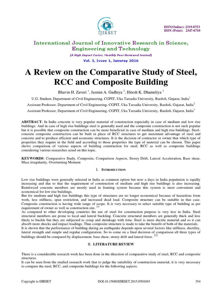 A Review On The Comparative Study of Steel, RCC and Composite Building ...
