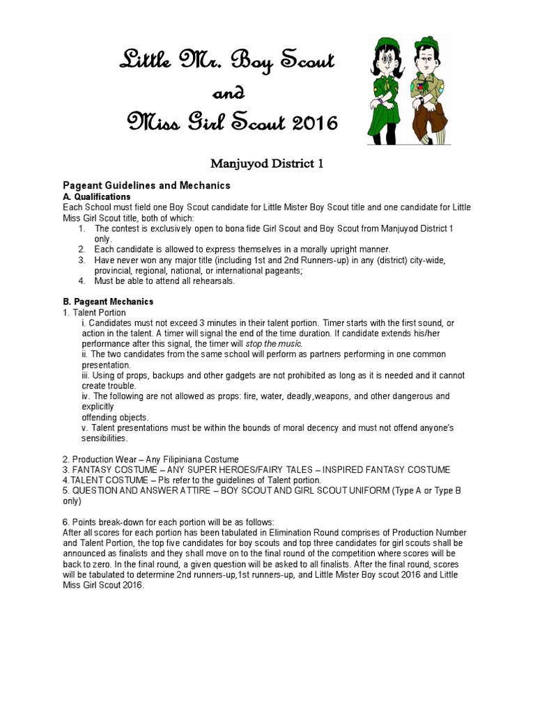 Little Mr. and Miss Girl Scout 2016 Guidelines | PDF | Leisure