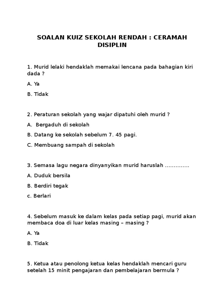 Soalan Kuiz Pdf