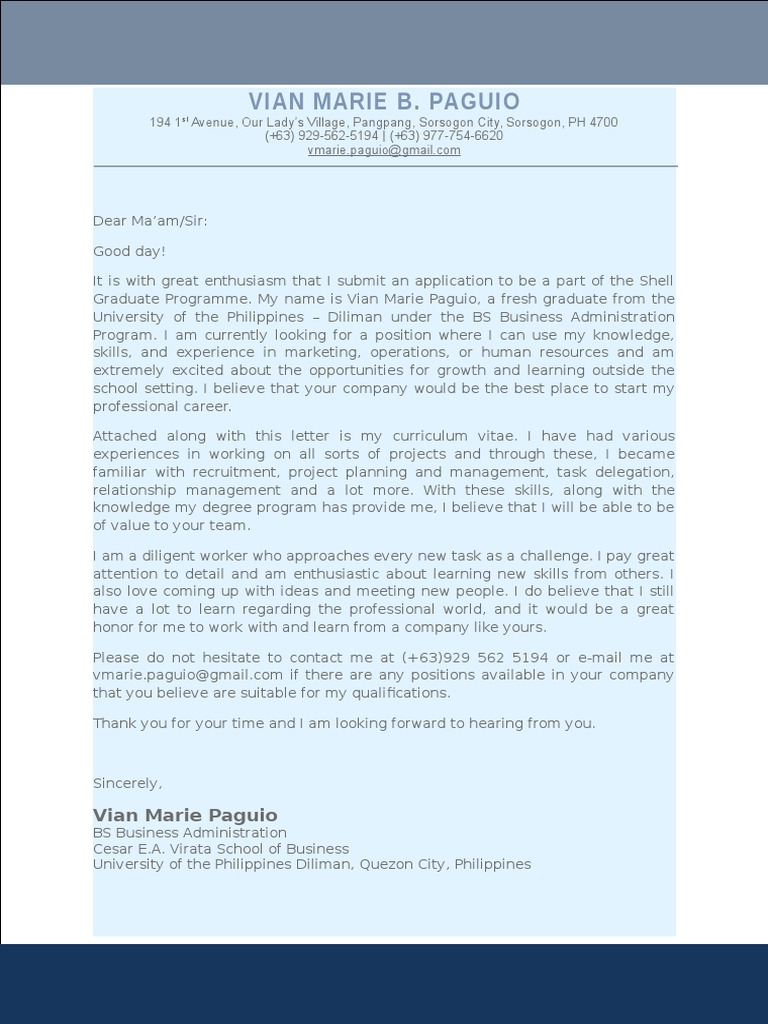 Application for Shell Graduate Programme | PDF | Self-Improvement
