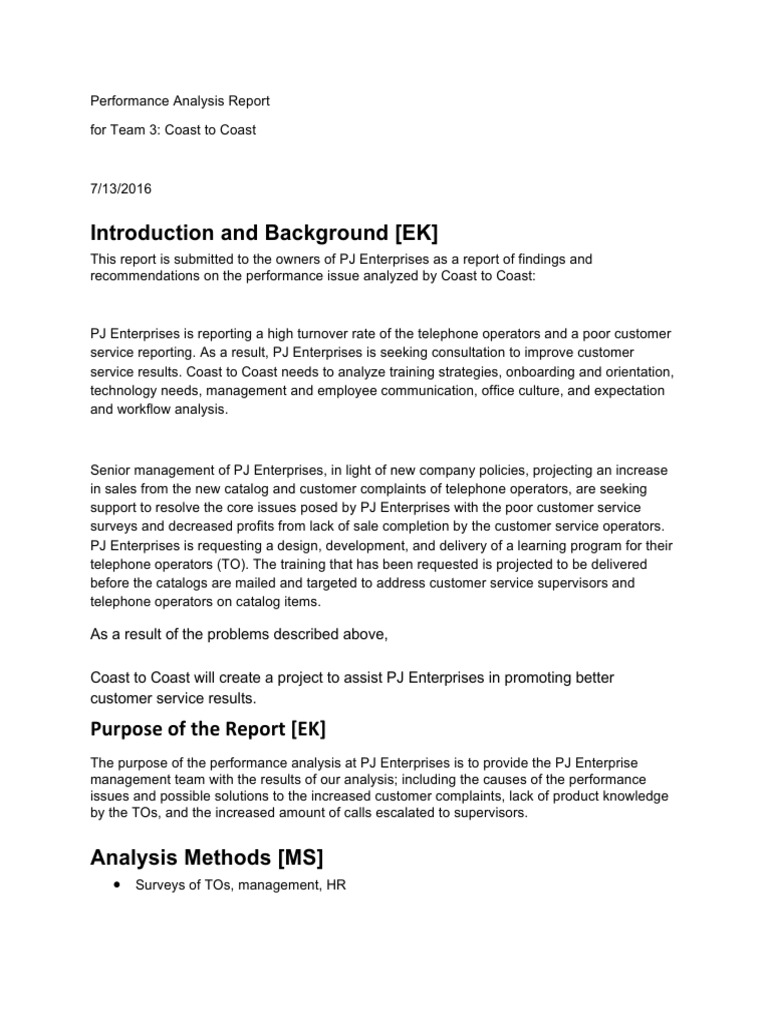 Performance Analysis Report Pdf Educational Technology Employment
