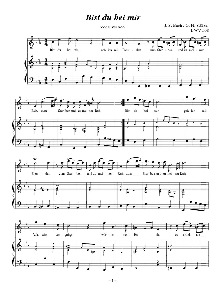 Bach Bist Du Bei Mir, Bwv 508 (Mi B Tenor Soprano).pdf Bist du