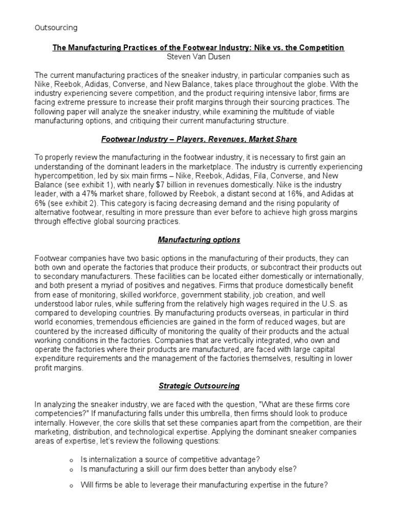 adidas outsourced manufacturing