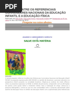 Relação Entre Os Referenciais Curriculares Nacionais Da Educação Infantil e a Educação Física