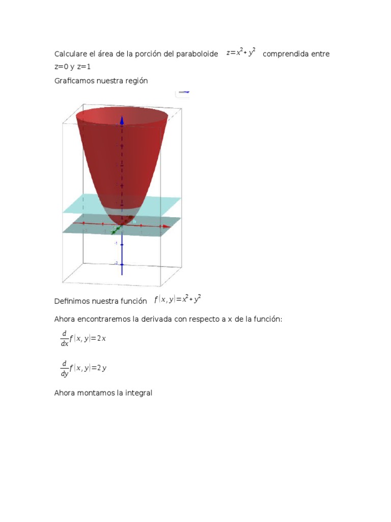 Calcular El Area De La Porcion Del Paraboloide Z Pdf