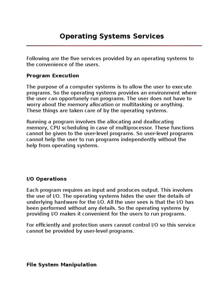 Operating Systems Services: Program Execution | PDF | Thread (Computing ...