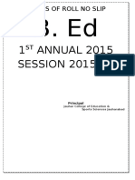 1 ANNUAL 2015 SESSION 2015-16: Copies of Roll No Slip