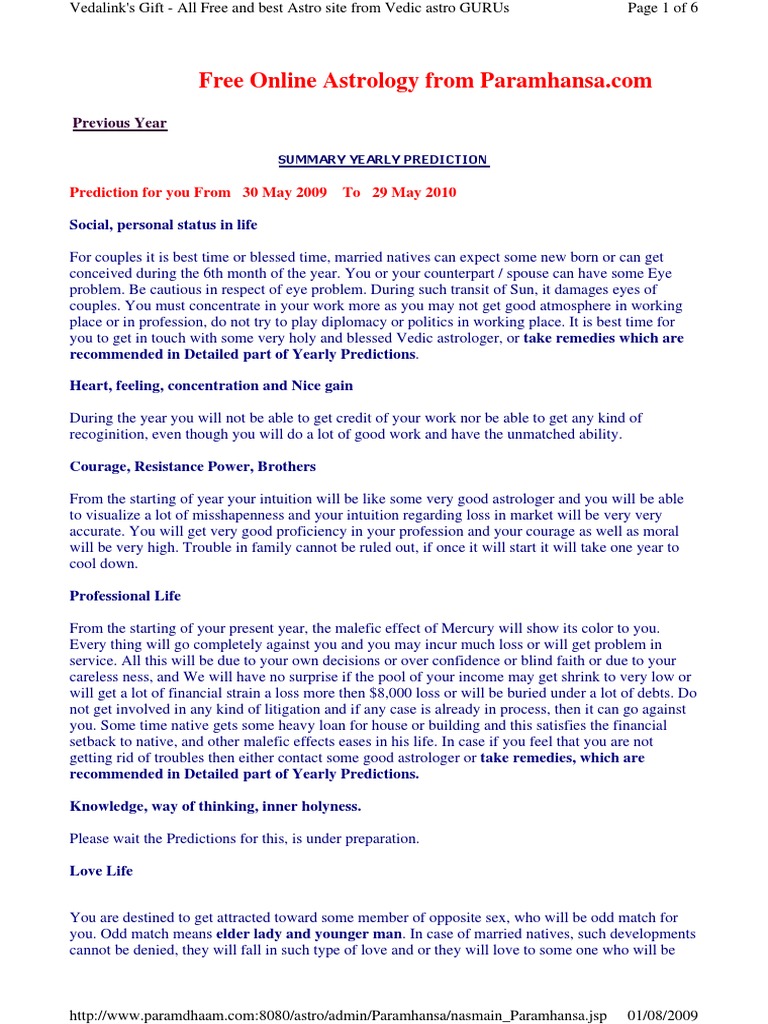Vedic Prediction | PDF | Astrology | Hindu Astrology