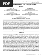 Detection of Drowsiness and Fatigue Level of Driver: Shreya P. Patel Bhumika P. Patel